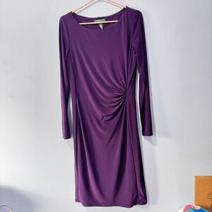 Lauren Ralph Lauren Cinched Waist Jersey Dress purple size 10‎